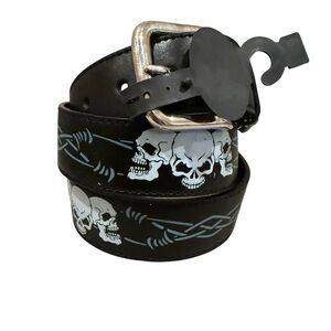 Punk Rock Y2K Metal Goth Graphic Belt Skull Black Removable Buckle Edgy Skater